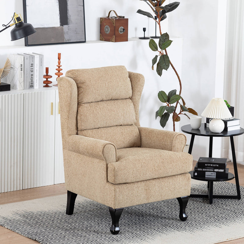 Milburn Accent Chair Beige Chenille Fabric