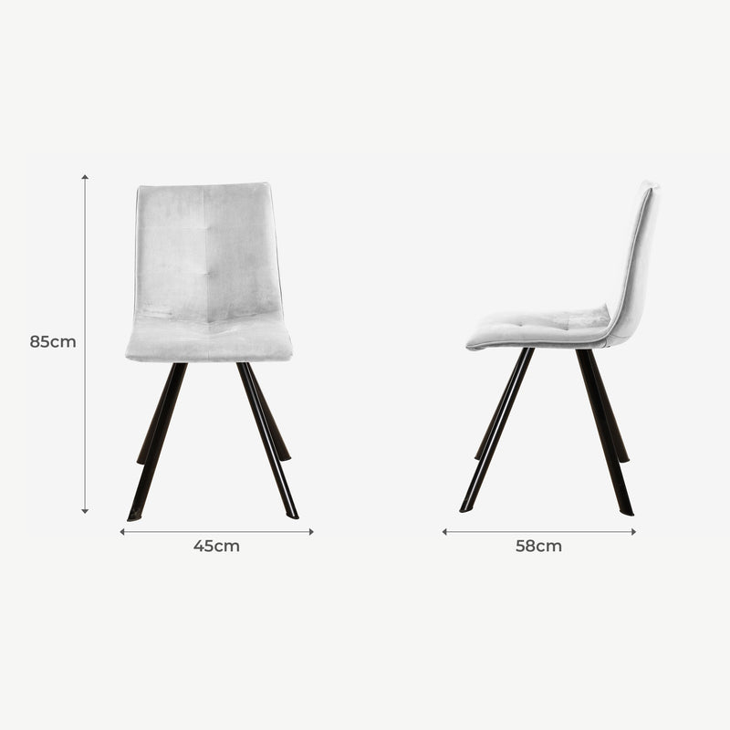 Set of 2 Karl Dining Chairs Grey Velvet