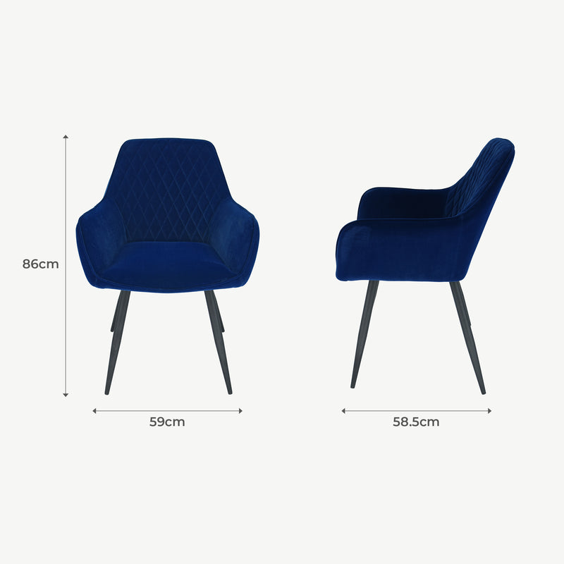 Set of 2 Globe Dining Chairs Navy