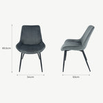 Set of 4 Anglia Dining Chairs Grey Velvet