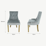Set of 2 Sandy Dining Chairs Grey Velvet