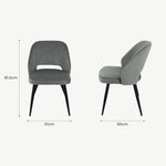 Set of 2 Sutton Dining Chairs Grey Velvet