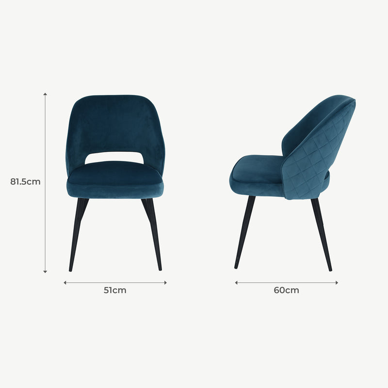 Set of 2 Sutton Dining Chairs Teal Velvet